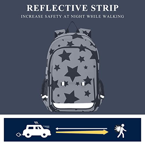 ALAZA Abstract Black Stars Different Size on White Backpack Daypack Bookbag