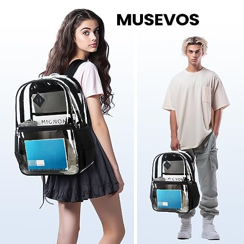 MUSEVOS Clear Backpack Heavy Duty PVC Transparent Backpack,Black