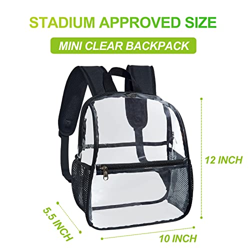 Clear Backpack Stadium Approved, Clear Mini Backpack with Adjustable Straps, See Through Backpack for Stadium, Concert, Sports, Work,Security