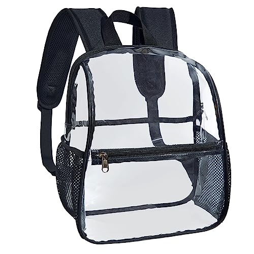 Clear Backpack Stadium Approved, Clear Mini Backpack with Adjustable Straps, See Through Backpack for Stadium, Concert, Sports, Work,Security