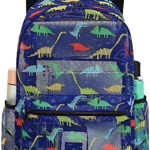 CAMTOP Mesh Backpack Kids Boys Girls Bookbag See Through Preschool Kindergarten Backpacks Casual Daypack for School Beach Travel Swim(Age 3-8 Years,Dinosaur)