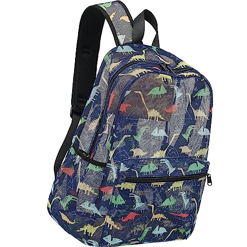 CAMTOP Mesh Backpack Kids Boys Girls Bookbag See Through Preschool Kindergarten Backpacks Casual Daypack for School Beach Travel Swim(Age 3-8 Years,Dinosaur)