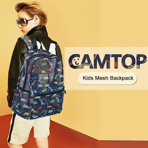 CAMTOP Mesh Backpack Kids Boys Girls Bookbag See Through Preschool Kindergarten Backpacks Casual Daypack for School Beach Travel Swim(Age 3-8 Years,Dinosaur)