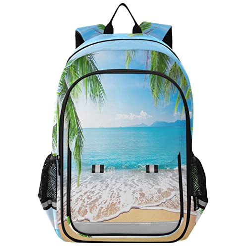 ALAZA Palm Trees Hawaiian Tropical Seashore Beach Casual Daypacks Outdoor Backpack