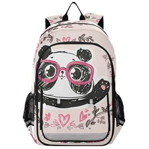 alaza panda with glasses flowers casual backpack travel daypack bookbag