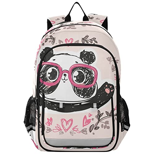 ALAZA Panda with Glasses Flowers Casual Backpack Travel Daypack Bookbag