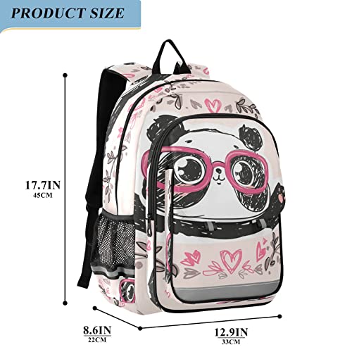 ALAZA Panda with Glasses Flowers Casual Backpack Travel Daypack Bookbag