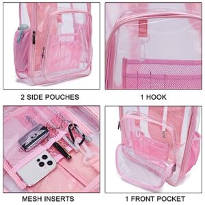 YZAOLL Clear Backpack Heavy Duty Large Transparent Backpacks Soft TPU Daypack Backpacks Book Bag Stadium Approved Pink