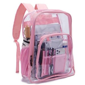 yzaoll clear backpack heavy duty large transparent backpacks soft tpu daypack backpacks book bag stadium approved pink