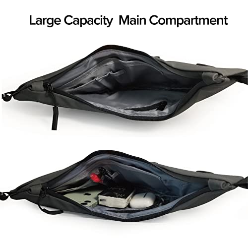 Small Sling Shoulder Crossbody Bag Men Women, Lightweight Anti-theft One Strap Casual Chest Bag Slim Backpack for Outdoor Walking Trip Hiking Biking Grey