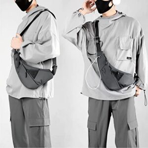 Small Sling Shoulder Crossbody Bag Men Women, Lightweight Anti-theft One Strap Casual Chest Bag Slim Backpack for Outdoor Walking Trip Hiking Biking Grey