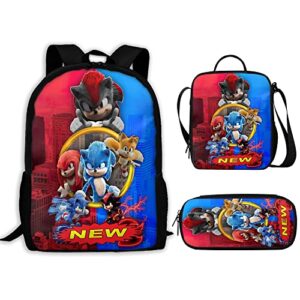 Hkazryut Cartoon 3pcs Backpack Set Casual Travel Backpack Anime Sports Backpacks 04