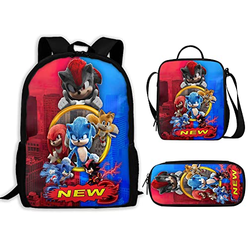 Hkazryut Cartoon 3pcs Backpack Set Casual Travel Backpack Anime Sports Backpacks 04