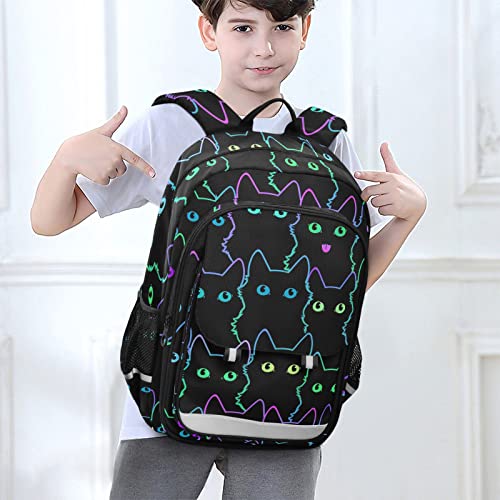 Glaphy Black Cats Rainbow Backpack with Reflective Stripes Lightweight Laptop Backpack Student Travel Daypack