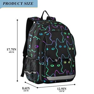 Glaphy Black Cats Rainbow Backpack with Reflective Stripes Lightweight Laptop Backpack Student Travel Daypack