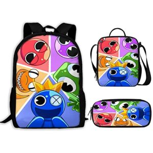 junemater cartoon game kids backpack set anime school bag 3 piece set sports casual backpacks set for boys girl 03