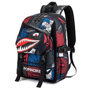 hymfgdg shark backpacks for teen laptop backpack for school waterproof travel backpack with adjustable strap (16inches)