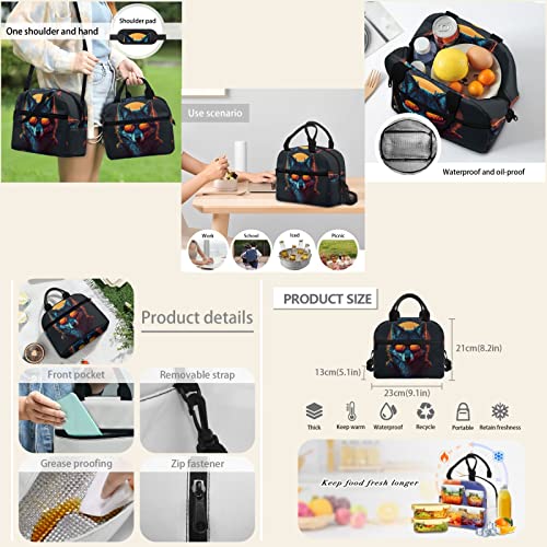Wolf Backpack for School Girls and Boys Bookbag with Lunch Box Lightweight and Durable 17 Inch Laptop Backpack 4 pcs Set