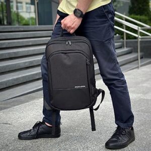 PROLISOK Laptop Backpack – Slim & Expandable for 15.6-16 inch Computer – Water Resistant & Lightweight Bag with USB Type-C Charging – Casual Black Backpack for Travel, Business, Office