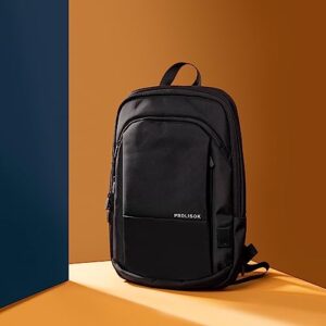 PROLISOK Laptop Backpack – Slim & Expandable for 15.6-16 inch Computer – Water Resistant & Lightweight Bag with USB Type-C Charging – Casual Black Backpack for Travel, Business, Office