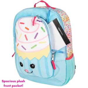 CLUB LIBBY LU Cupcake Backpack for Girls with Soft Plush Front Pocket, 16 inch Squish Buddies