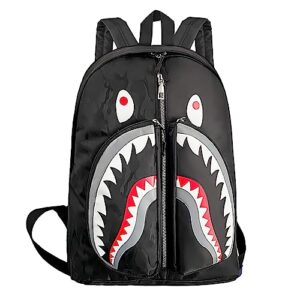 yawoum anime backpack school backpacks shark waterproof travel daypack for teens boys girls outdoors casual backpack,15.7inch, black