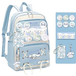alorve backpack cute anime student schoolbag cartoon casual travel bag for boys and girls school season gifts (blue)