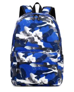 lmwzh backpack for boys girls elementary waterproof teen school bags kids bookbag lightweight camo blue（2023 model）