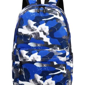 Lmwzh Backpack For Boys Girls Elementary Waterproof teen School Bags Kids Bookbag Lightweight Camo Blue（2023 Model）