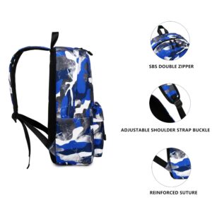 Lmwzh Backpack For Boys Girls Elementary Waterproof teen School Bags Kids Bookbag Lightweight Camo Blue（2023 Model）