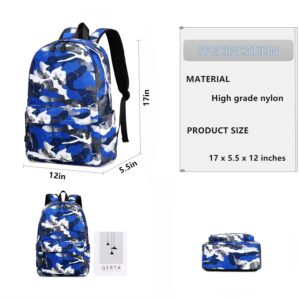 Lmwzh Backpack For Boys Girls Elementary Waterproof teen School Bags Kids Bookbag Lightweight Camo Blue（2023 Model）