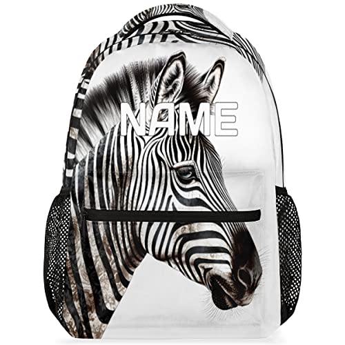 OMFUNS Animal Zebra Custom Backpack for Kids Boys Girls Cool Print Personalized School Bookbag for College Elementary Middle School Bag Casual Daypack Laptop Bag for Women Men