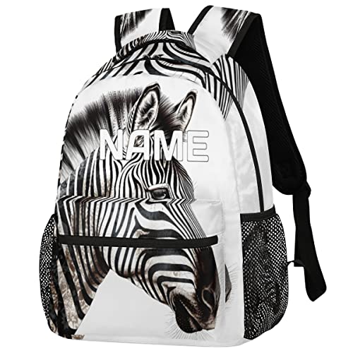 OMFUNS Animal Zebra Custom Backpack for Kids Boys Girls Cool Print Personalized School Bookbag for College Elementary Middle School Bag Casual Daypack Laptop Bag for Women Men