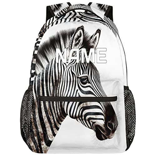 OMFUNS Animal Zebra Custom Backpack for Kids Boys Girls Cool Print Personalized School Bookbag for College Elementary Middle School Bag Casual Daypack Laptop Bag for Women Men