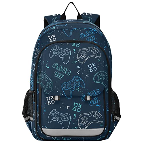 Glaphy Joystick Video Game Backpack School Bag Lightweight Laptop Backpack Student Travel Daypack with Reflective Stripes