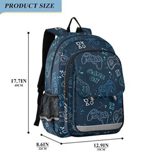 Glaphy Joystick Video Game Backpack School Bag Lightweight Laptop Backpack Student Travel Daypack with Reflective Stripes