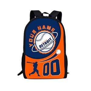 rixeucey detroit backpack custom laptop bag travel bag personalized name number gifts for men women boy