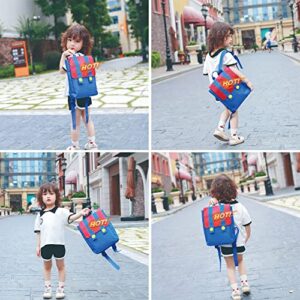 Blue and Red with Letter M Backpack 11 Inch, Aesthetic Casual Travel Bags, Super Letter M Backpack Breathable Portable Lightweight Daypack