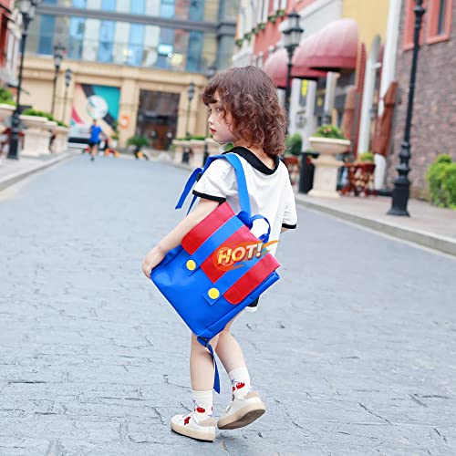 Blue and Red with Letter M Backpack 11 Inch, Aesthetic Casual Travel Bags, Super Letter M Backpack Breathable Portable Lightweight Daypack