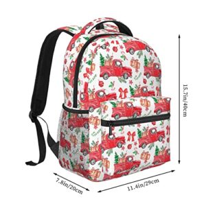 BoeHiop Christmas Red Truck Fir Tree Candy Cane Lightweight Laptop Backpack for Women Men College Bookbag Casual Daypack Travel Bag