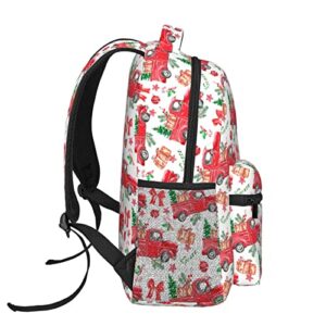 BoeHiop Christmas Red Truck Fir Tree Candy Cane Lightweight Laptop Backpack for Women Men College Bookbag Casual Daypack Travel Bag