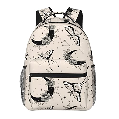 BoeHiop Boho Magic butterfly Moon Star Lightweight Laptop Backpack for Women Men College Bookbag Casual Daypack Travel Bag