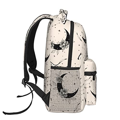 BoeHiop Boho Magic butterfly Moon Star Lightweight Laptop Backpack for Women Men College Bookbag Casual Daypack Travel Bag