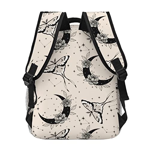 BoeHiop Boho Magic butterfly Moon Star Lightweight Laptop Backpack for Women Men College Bookbag Casual Daypack Travel Bag