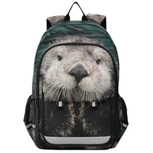 glaphy sea otter animals backpack school bag lightweight laptop backpack student travel daypack with reflective stripes