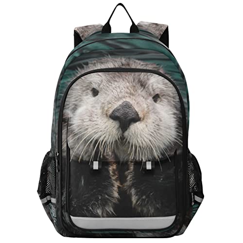 Glaphy Sea Otter Animals Backpack School Bag Lightweight Laptop Backpack Student Travel Daypack with Reflective Stripes