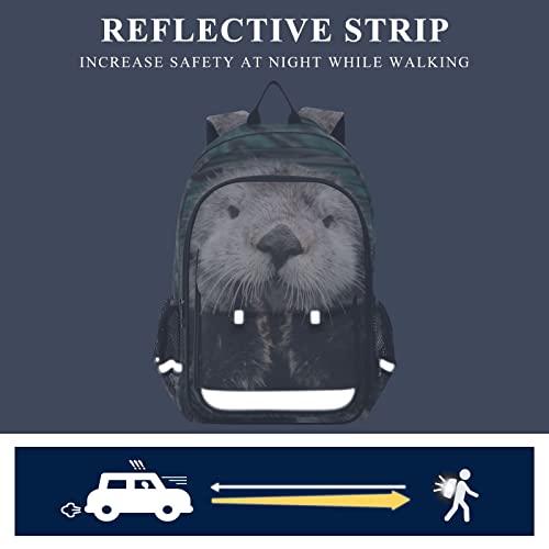 Glaphy Sea Otter Animals Backpack School Bag Lightweight Laptop Backpack Student Travel Daypack with Reflective Stripes