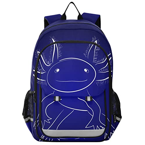 Glaphy Funny Axolotl Purple Backpack Lightweight Laptop Backpack School Bag Student Travel Daypack with Reflective Stripes