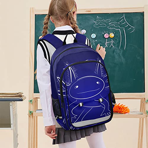 Glaphy Funny Axolotl Purple Backpack Lightweight Laptop Backpack School Bag Student Travel Daypack with Reflective Stripes