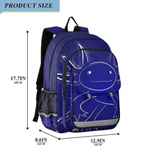 Glaphy Funny Axolotl Purple Backpack Lightweight Laptop Backpack School Bag Student Travel Daypack with Reflective Stripes